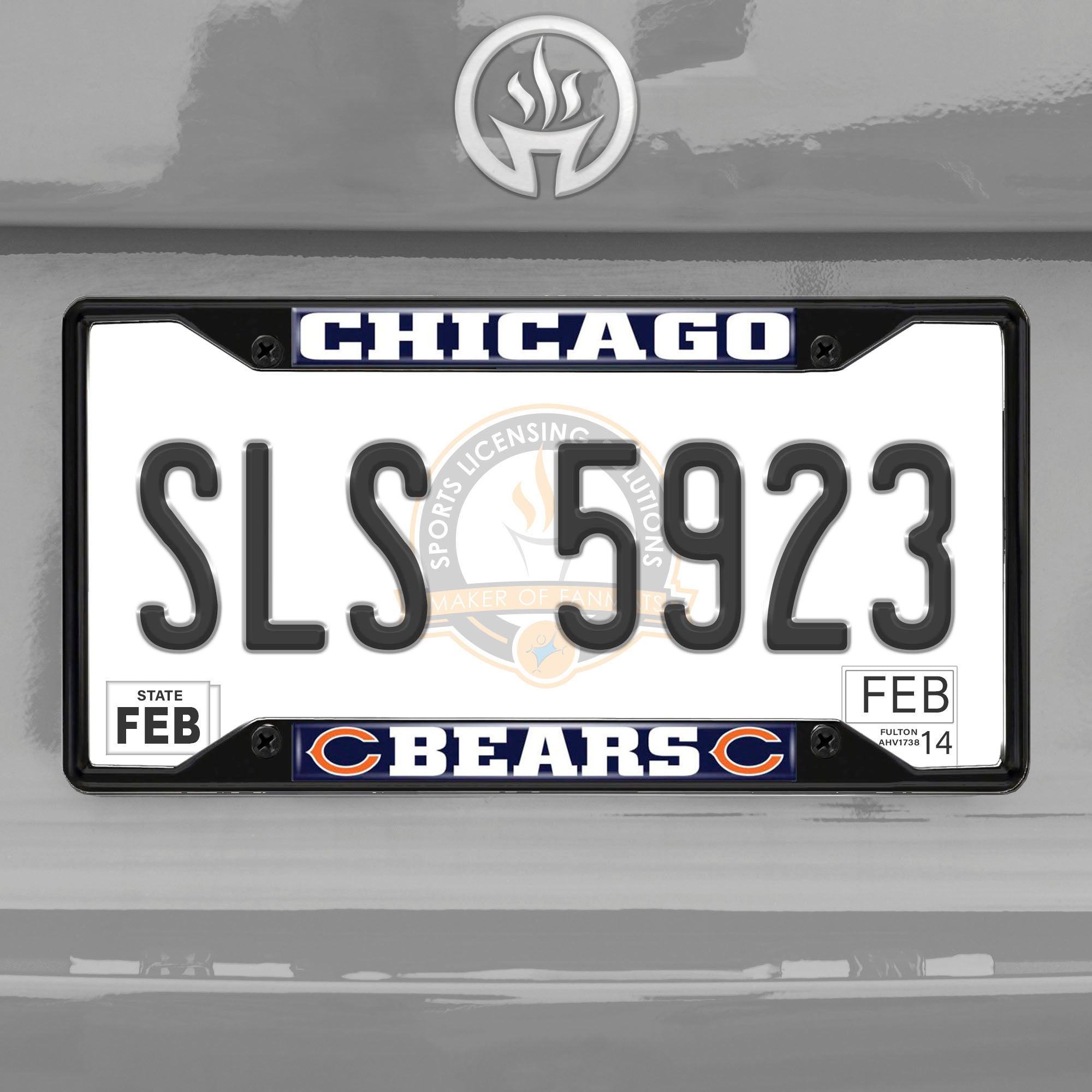 Chicago Bears Metal License Plate Frame Black Finish