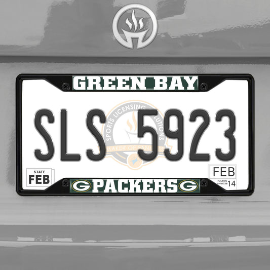 Green Bay Packers Metal License Plate Frame Black Finish