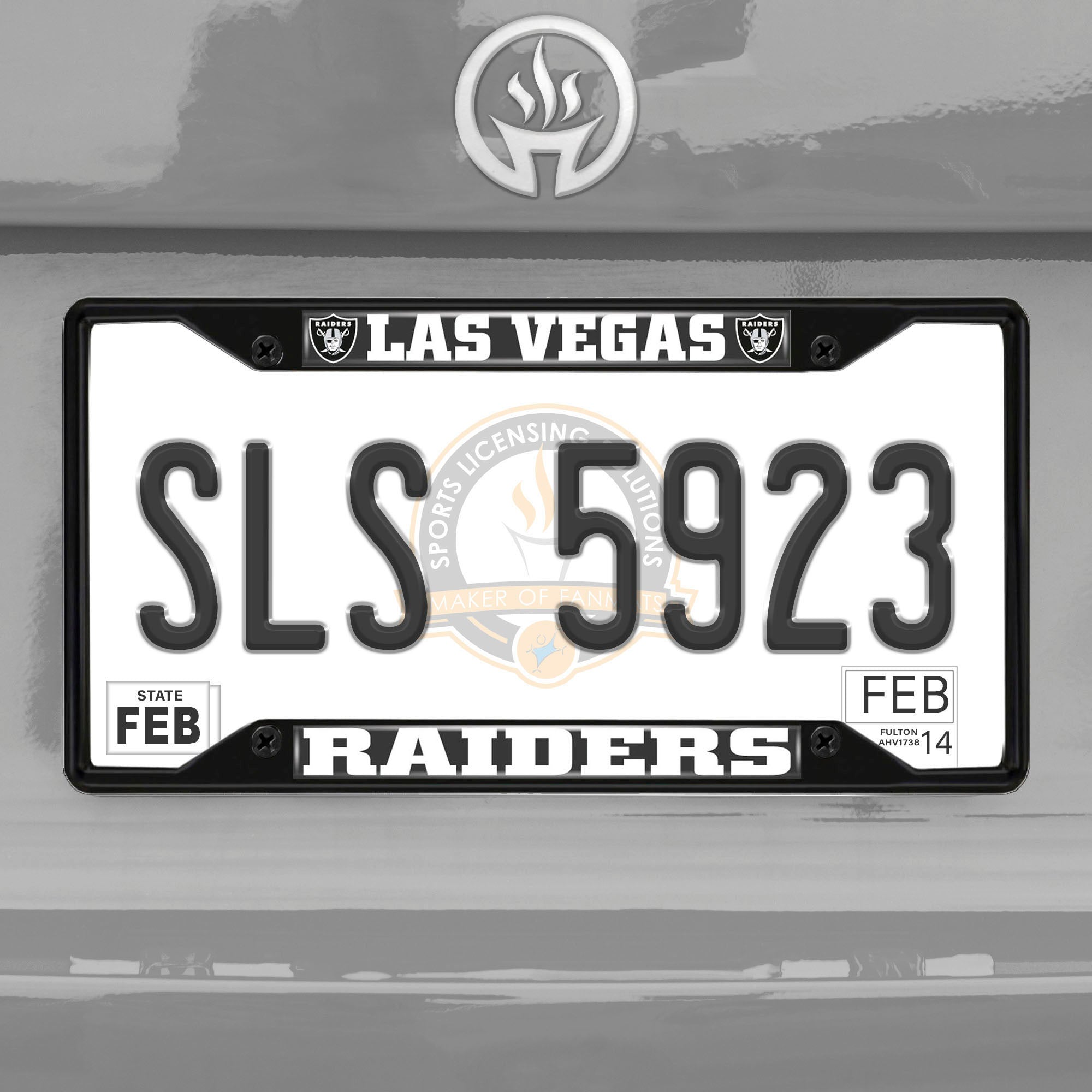 Las Vegas Raiders Metal License Plate Frame Black Finish