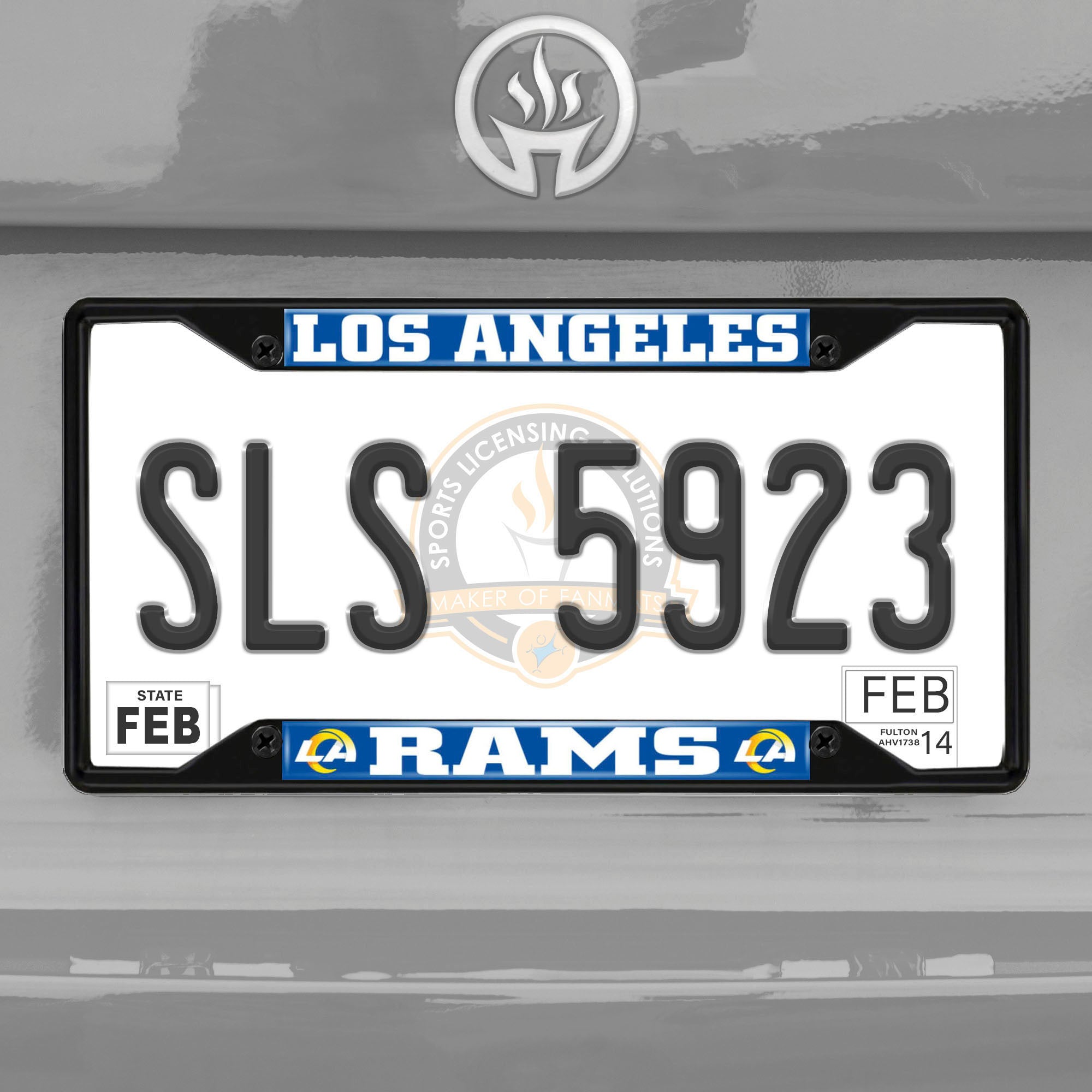 Los Angeles Rams Metal License Plate Frame Black Finish