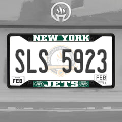 New York Jets Metal License Plate Frame Black Finish