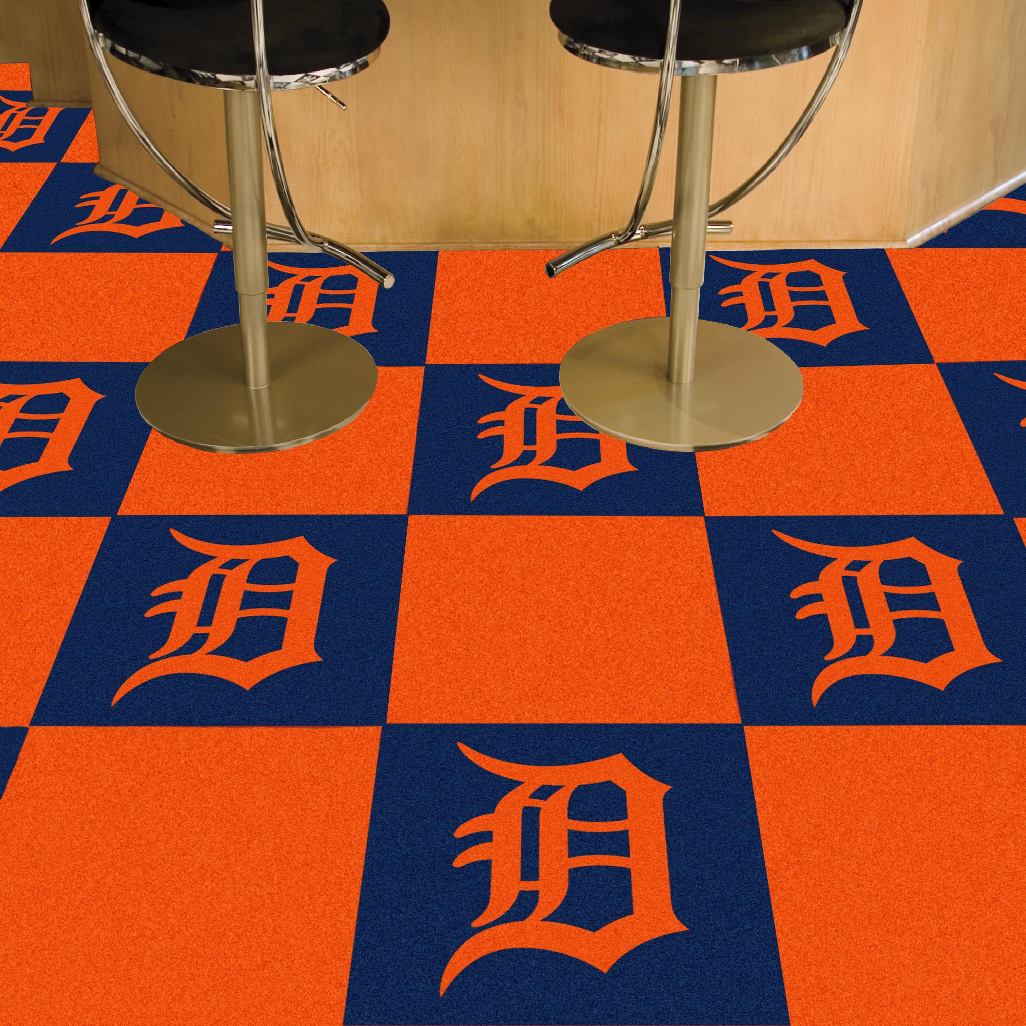 Detroit Tigers "Detriot" Wordmark Team Carpet Tiles - 45 Sq Ft.