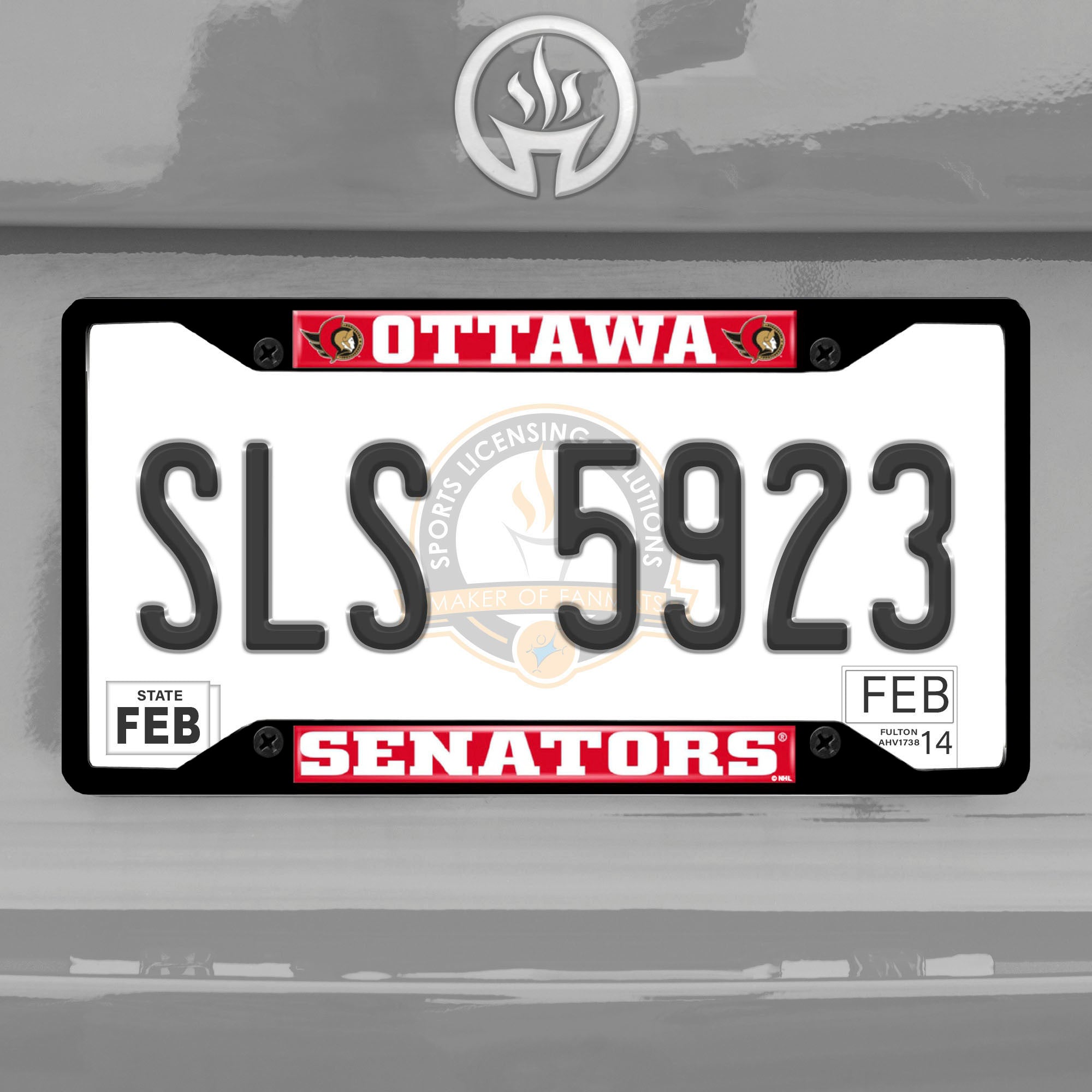 Ottawa Senators Metal License Plate Frame Black Finish