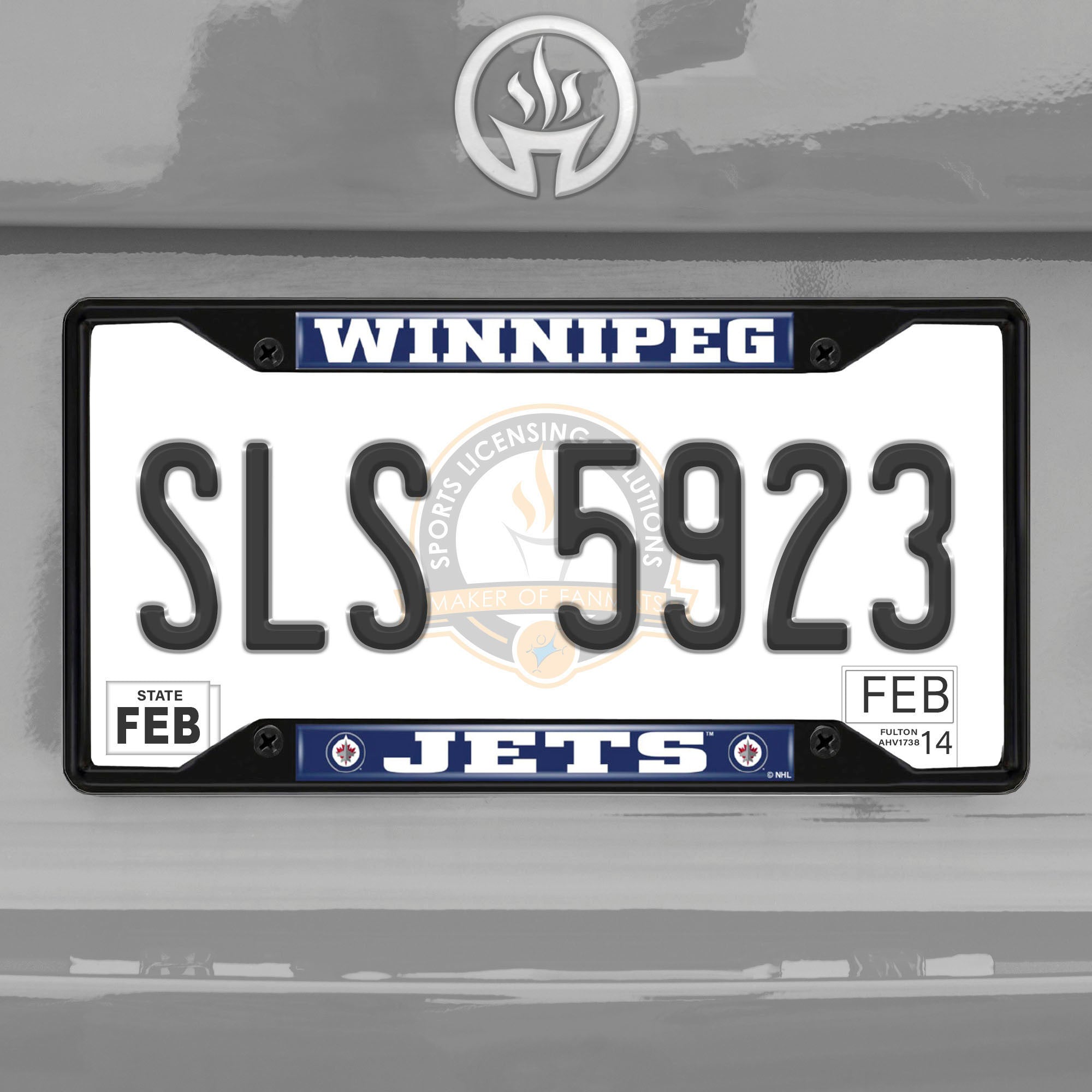 Winnipeg Jets Metal License Plate Frame Black Finish