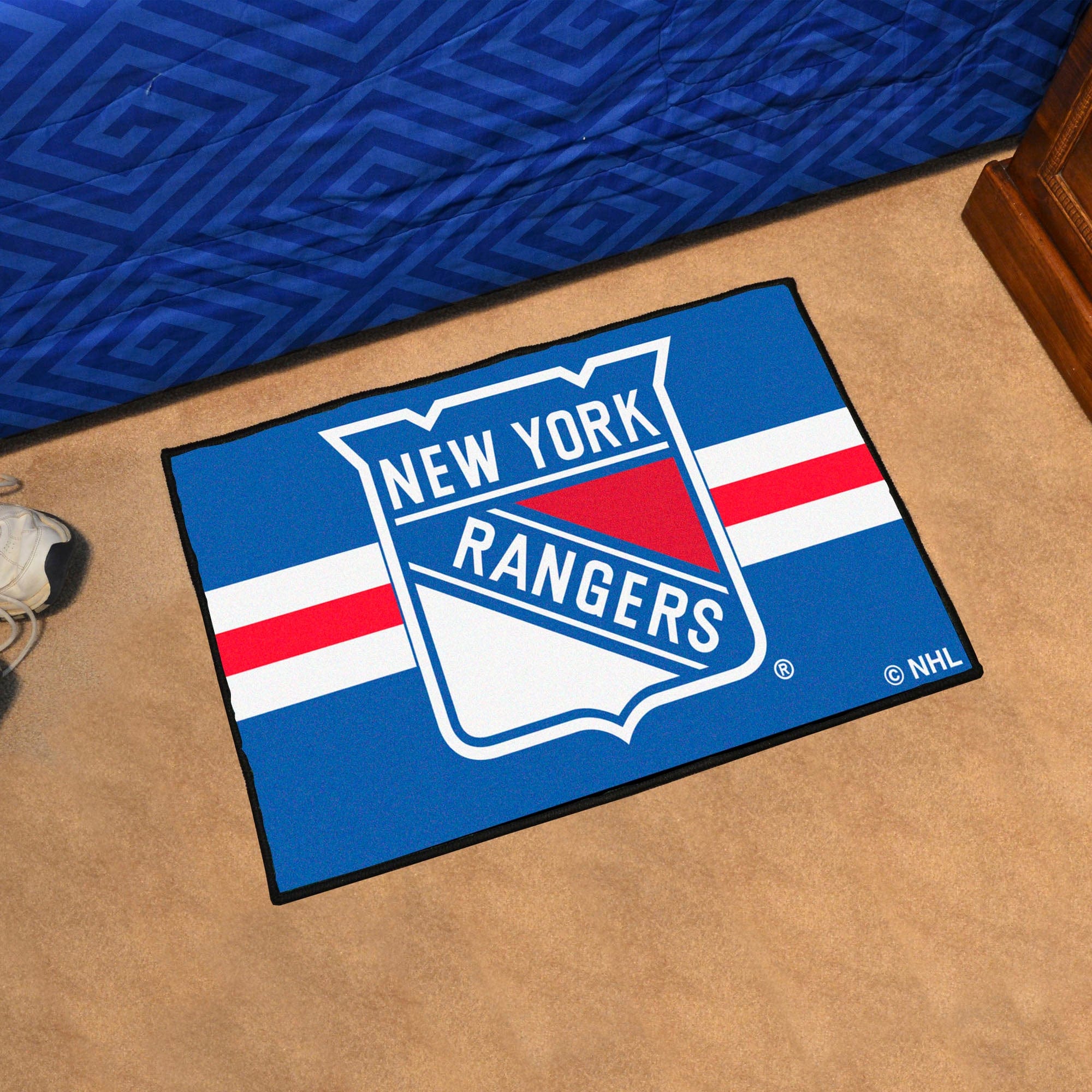 New York Rangers Starter Mat Accent Rug - 19in. x 30in. Uniform Alternate Design - New York Rangers