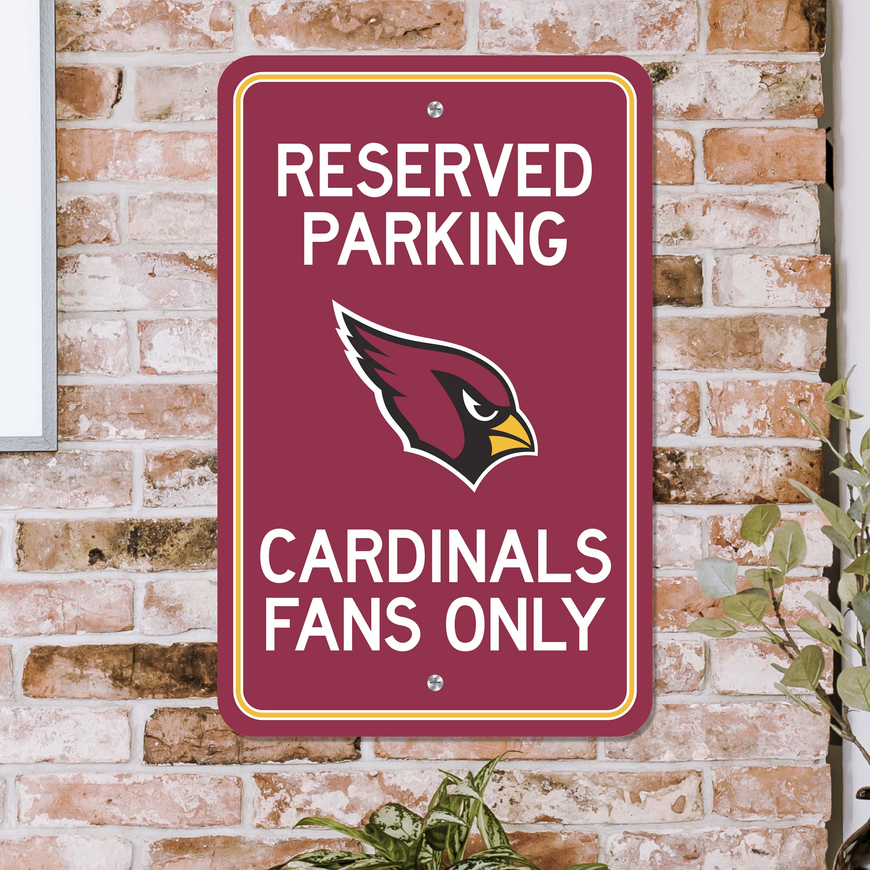 Arizona Cardinals Team Color Reserved Parking Sign Décor 18in. X 11.5in. Lightweight