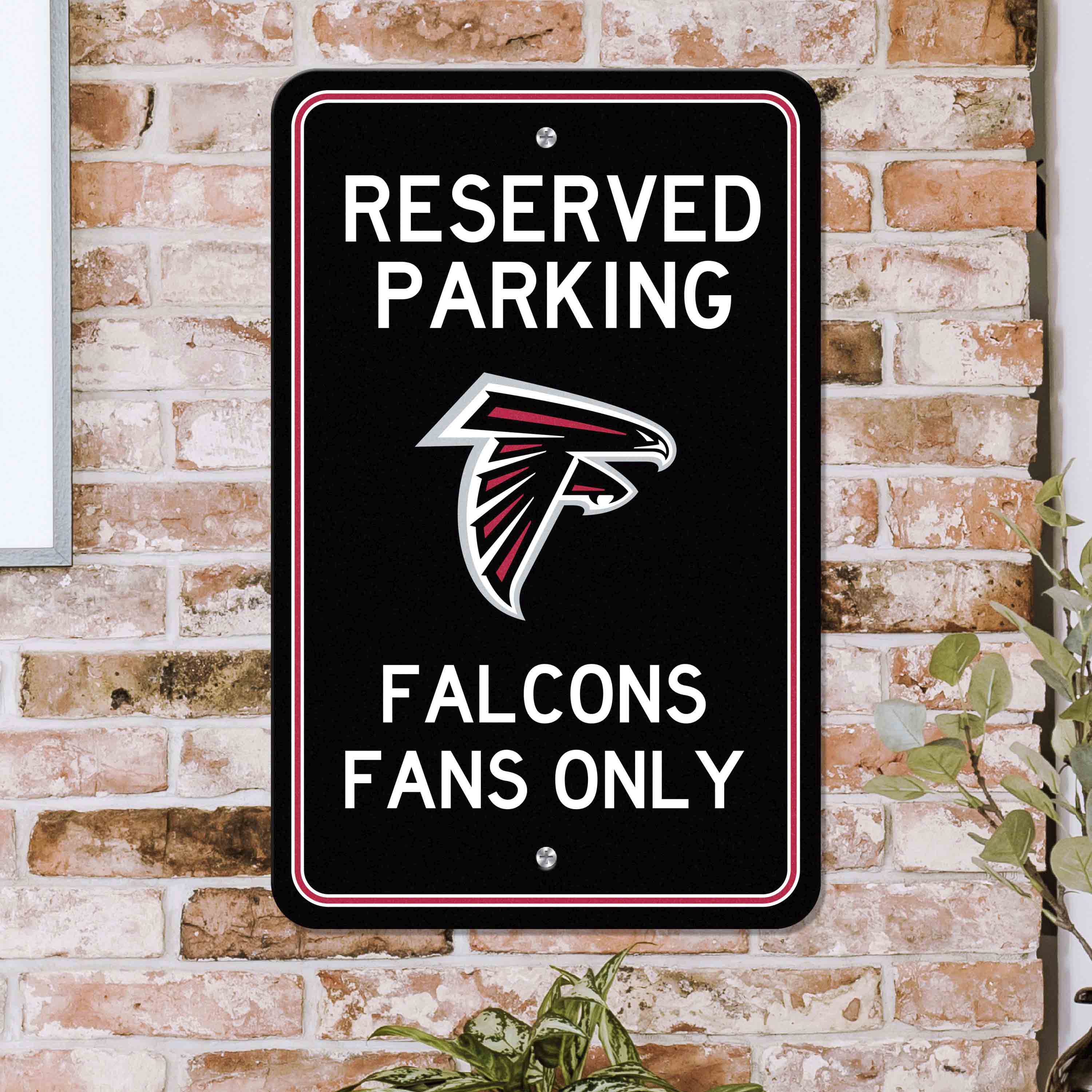 Atlanta Falcons Team Color Reserved Parking Sign Décor 18in. X 11.5in. Lightweight - Atlanta Falcons