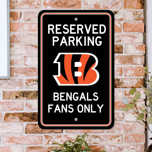 Cincinnati Bengals Team Color Reserved Parking Sign Décor 18in. X 11.5in. Lightweight