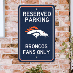 Denver Broncos Team Color Reserved Parking Sign Décor 18in. X 11.5in. Lightweight