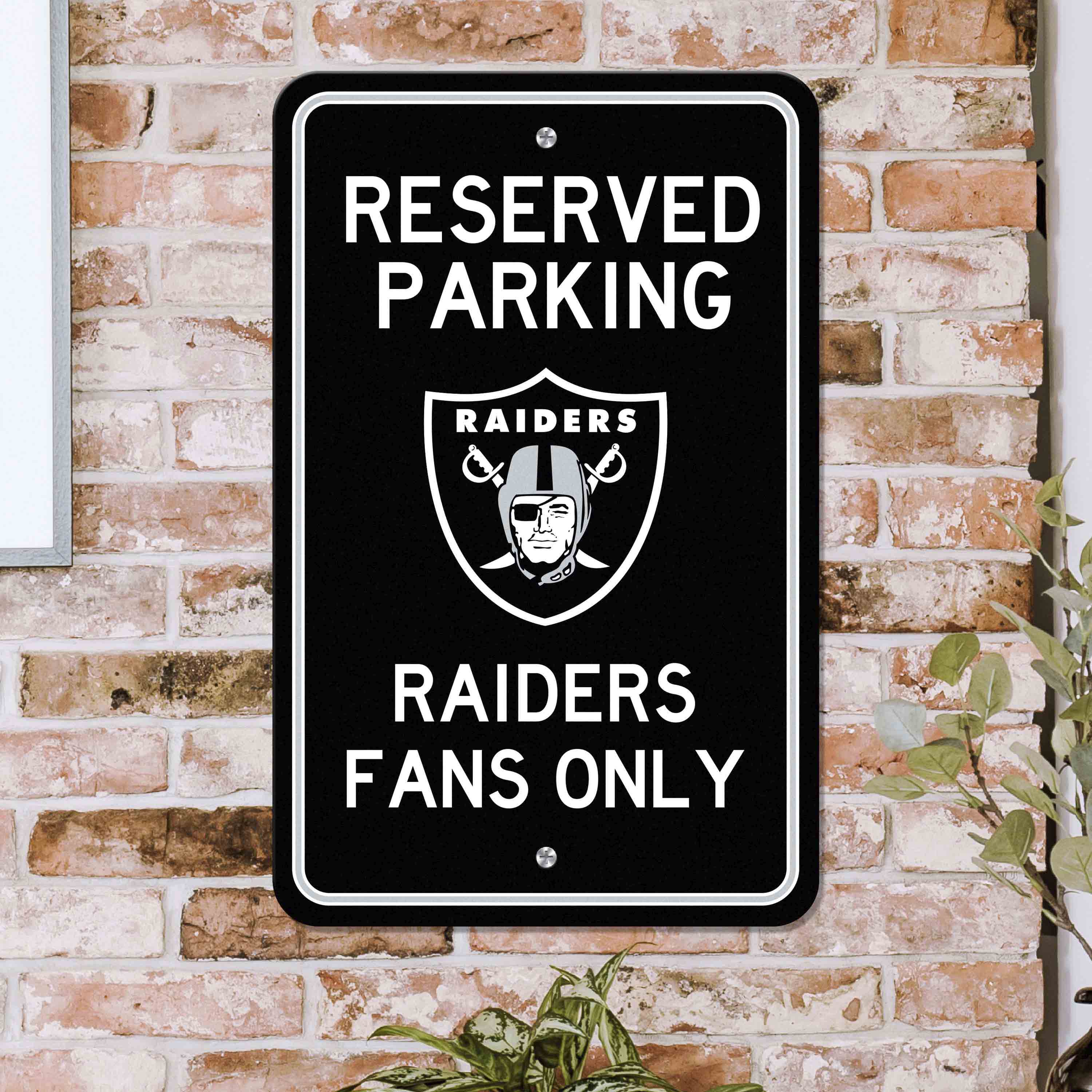 Las Vegas Raiders Team Color Reserved Parking Sign Décor 18in. X 11.5in. Lightweight