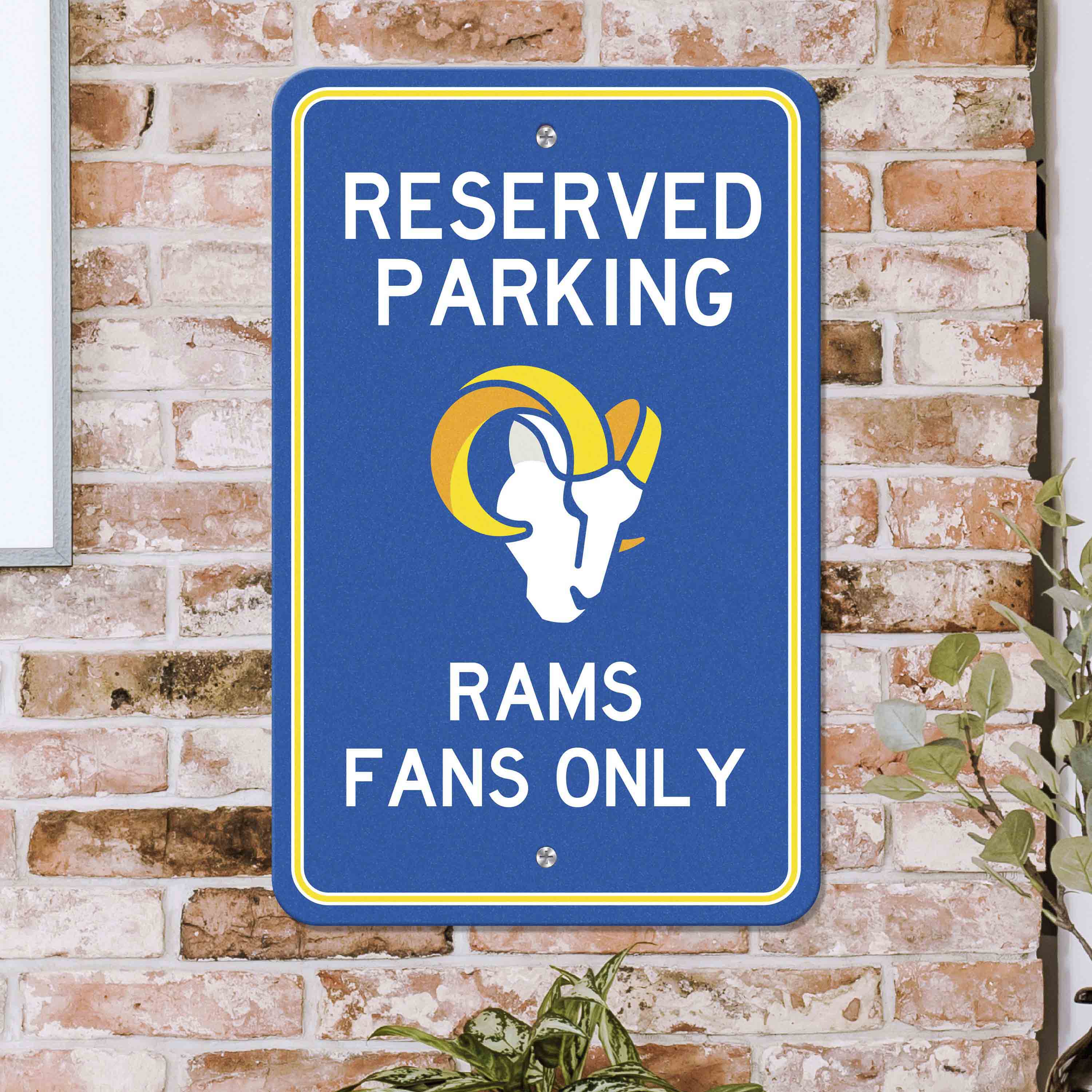 Los Angeles Rams Team Color Reserved Parking Sign Décor 18in. X 11.5in. Lightweight - Los Angeles Rams