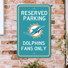 Miami Dolphins Team Color Reserved Parking Sign Décor 18in. X 11.5in. Lightweight