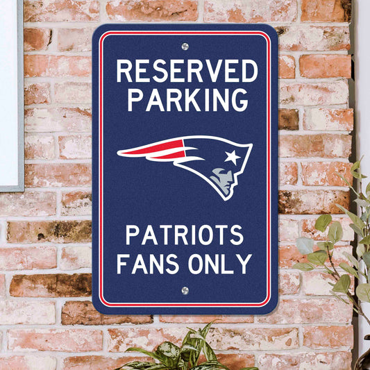 New England Patriots Team Color Reserved Parking Sign Décor 18in. X 11.5in. Lightweight