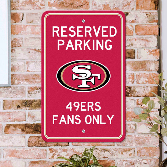 San Francisco 49ers Team Color Reserved Parking Sign Décor 18in. X 11.5in. Lightweight