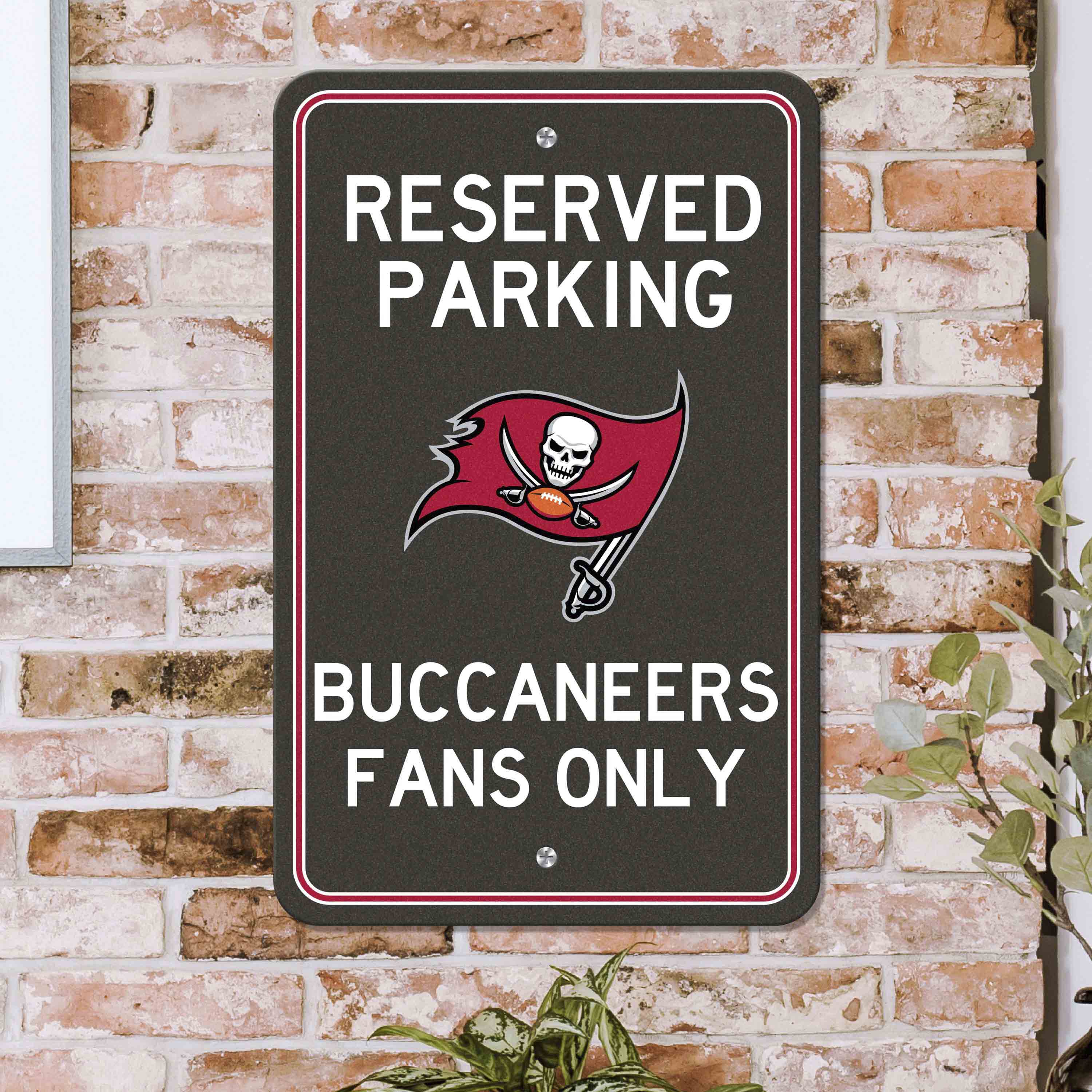 Tampa Bay Buccaneers Team Color Reserved Parking Sign Décor 18in. X 11.5in. Lightweight - Tampa Bay Buccaneers