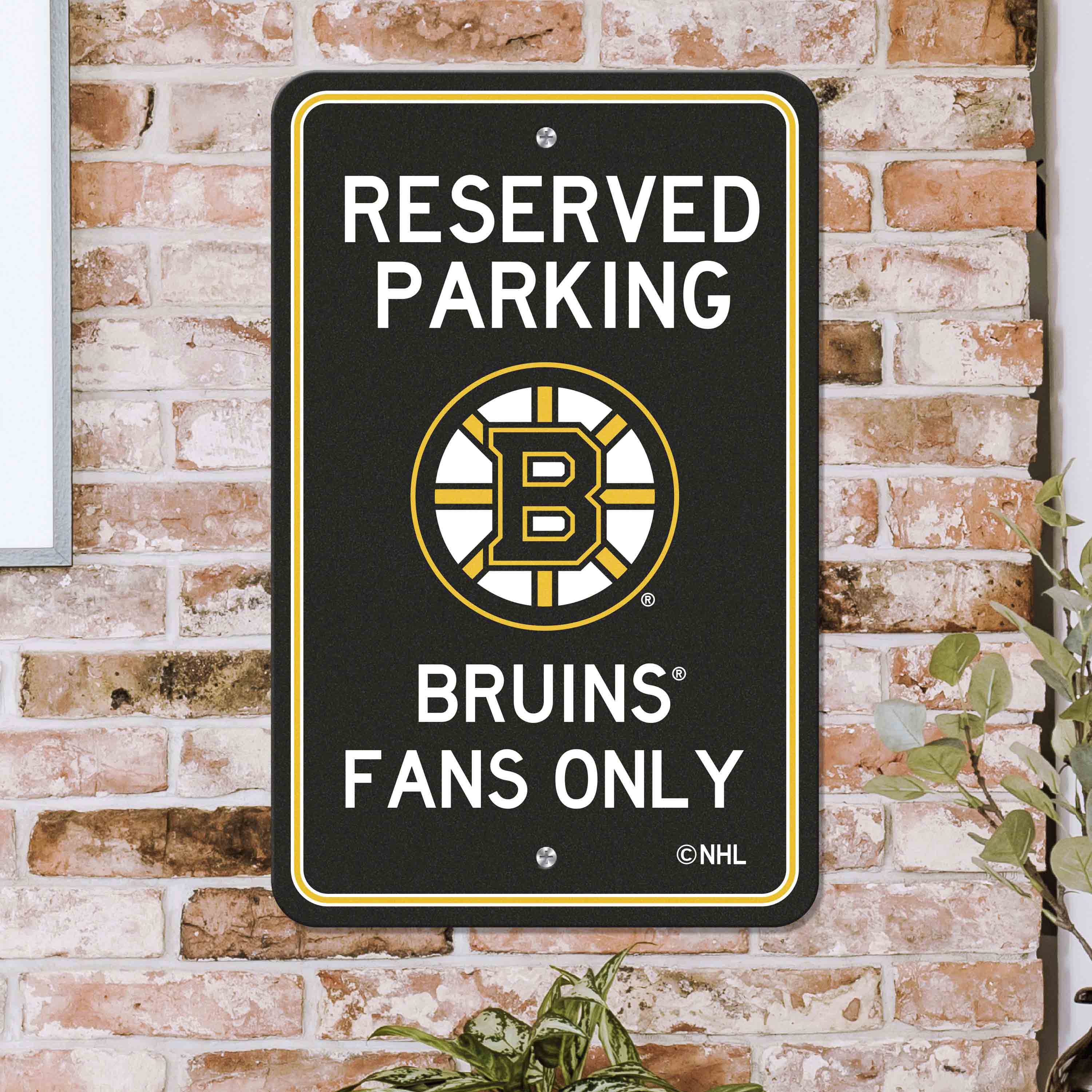 Boston Bruins Team Color Reserved Parking Sign Décor 18in. X 11.5in. Lightweight