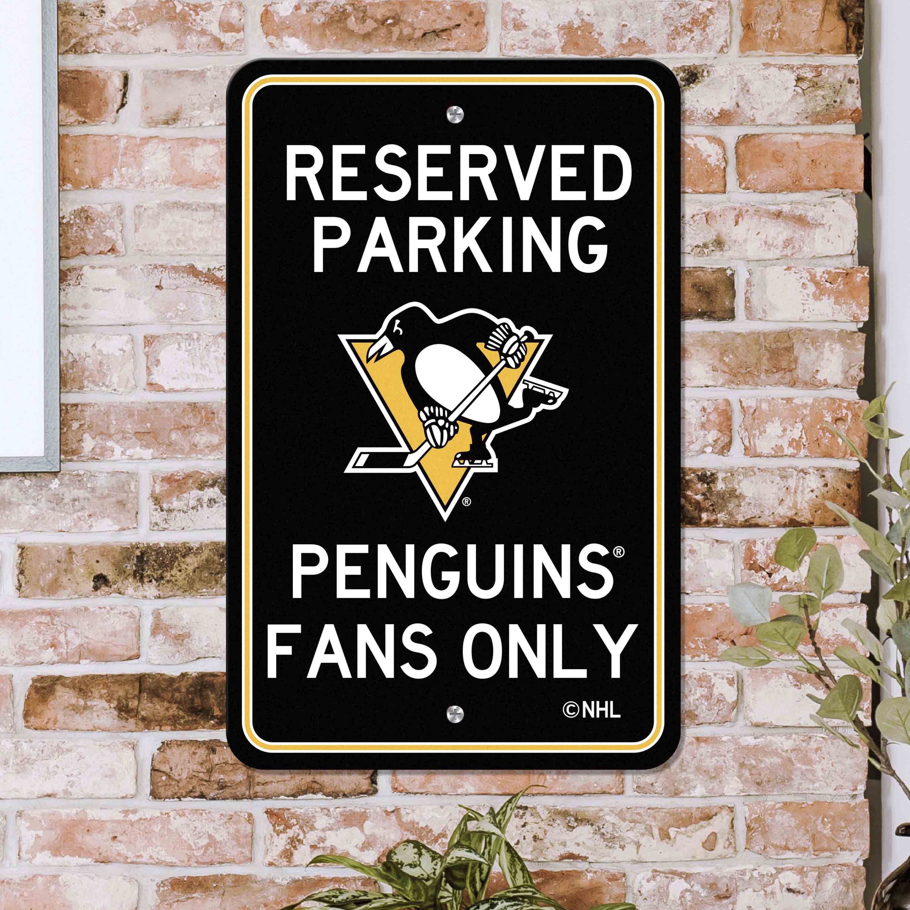 Pittsburgh Penguins Team Color Reserved Parking Sign Décor 18in. X 11.5in. Lightweight