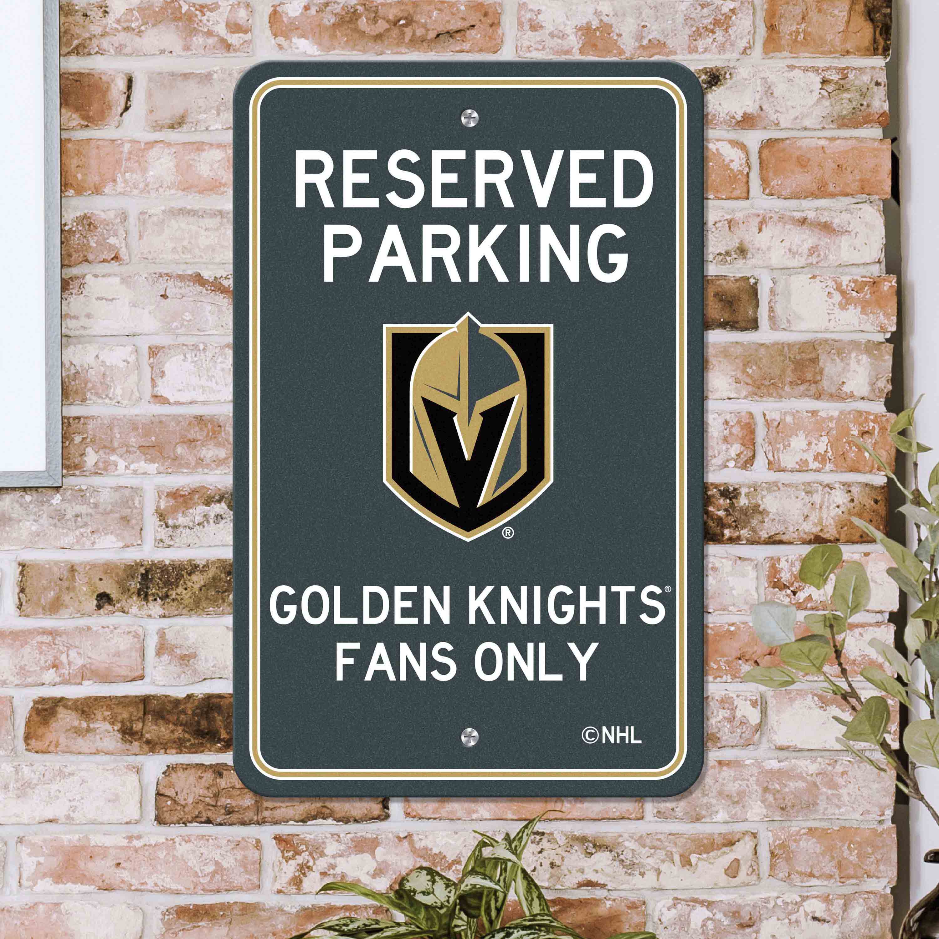 Vegas Golden Knights Team Color Reserved Parking Sign Décor 18in. X 11.5in. Lightweight