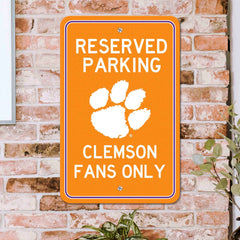 Clemson Tigers Team Color Reserved Parking Sign Décor 18in. X 11.5in. Lightweight - Clemson