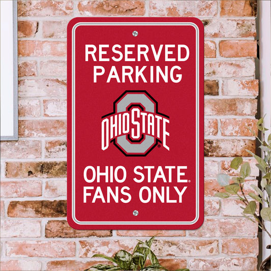 Ohio State Buckeyes Team Color Reserved Parking Sign Décor 18in. X 11.5in. Lightweight