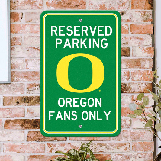 Oregon Ducks Team Color Reserved Parking Sign Décor 18in. X 11.5in. Lightweight