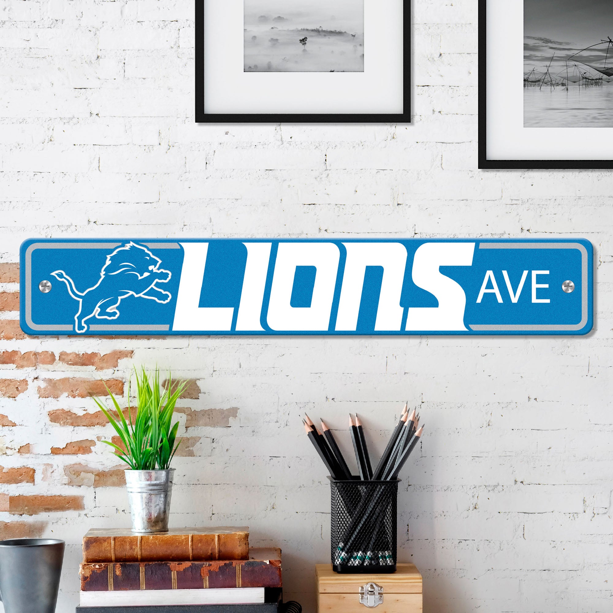 Detroit Lions Team Color Street Sign Décor 4in. X 24in. Lightweight