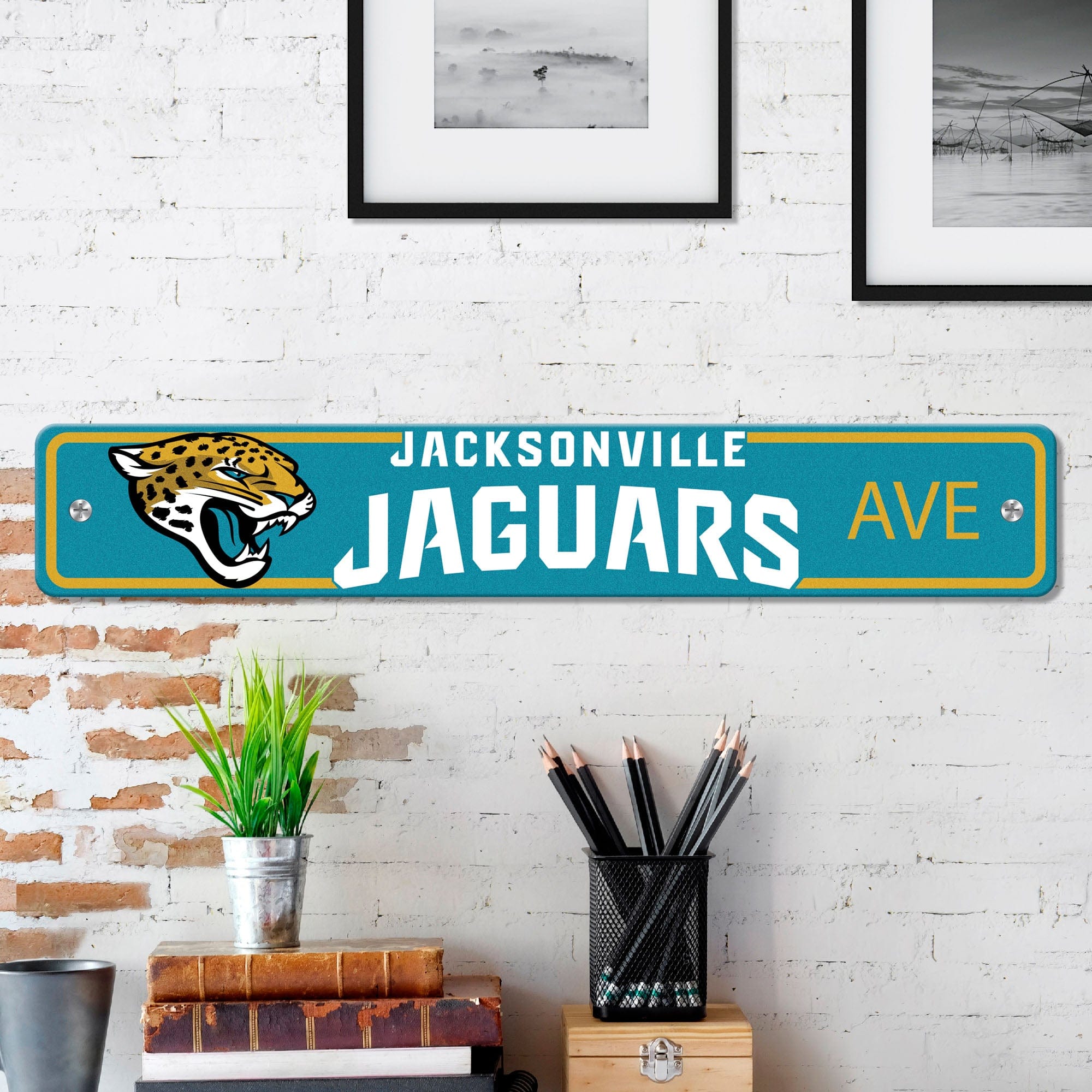 Jacksonville Jaguars Team Color Street Sign Décor 4in. X 24in. Lightweight - Jacksonville Jaguars