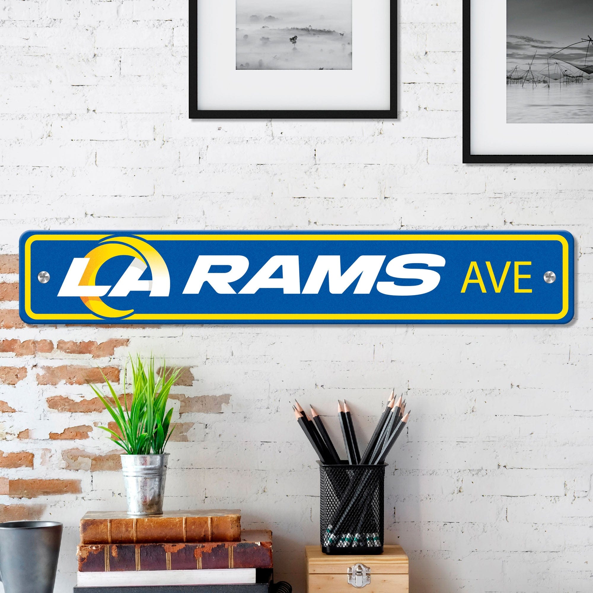 Los Angeles Rams Team Color Street Sign Décor 4in. X 24in. Lightweight - Los Angeles Rams