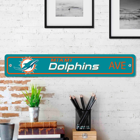 Miami Dolphins Team Color Street Sign Décor 4in. X 24in. Lightweight