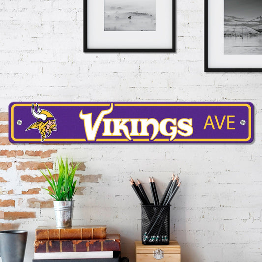 Minnesota Vikings Team Color Street Sign Décor 4in. X 24in. Lightweight