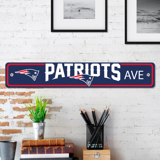 New England Patriots Team Color Street Sign Décor 4in. X 24in. Lightweight