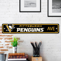 Pittsburgh Penguins Team Color Street Sign Décor 4in. X 24in. Lightweight