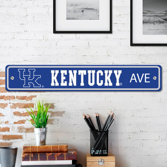 Kentucky Wildcats Team Color Street Sign Décor 4in. X 24in. Lightweight