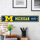 Michigan Wolverines Team Color Street Sign Décor 4in. X 24in. Lightweight