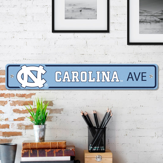 North Carolina Tar Heels Team Color Street Sign Décor 4in. X 24in. Lightweight