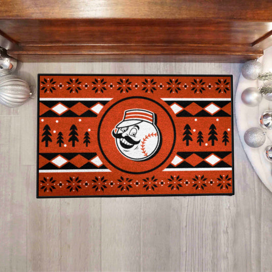 Cincinnati Reds Holiday Sweater Starter Mat Accent Rug - 19in. x 30in.