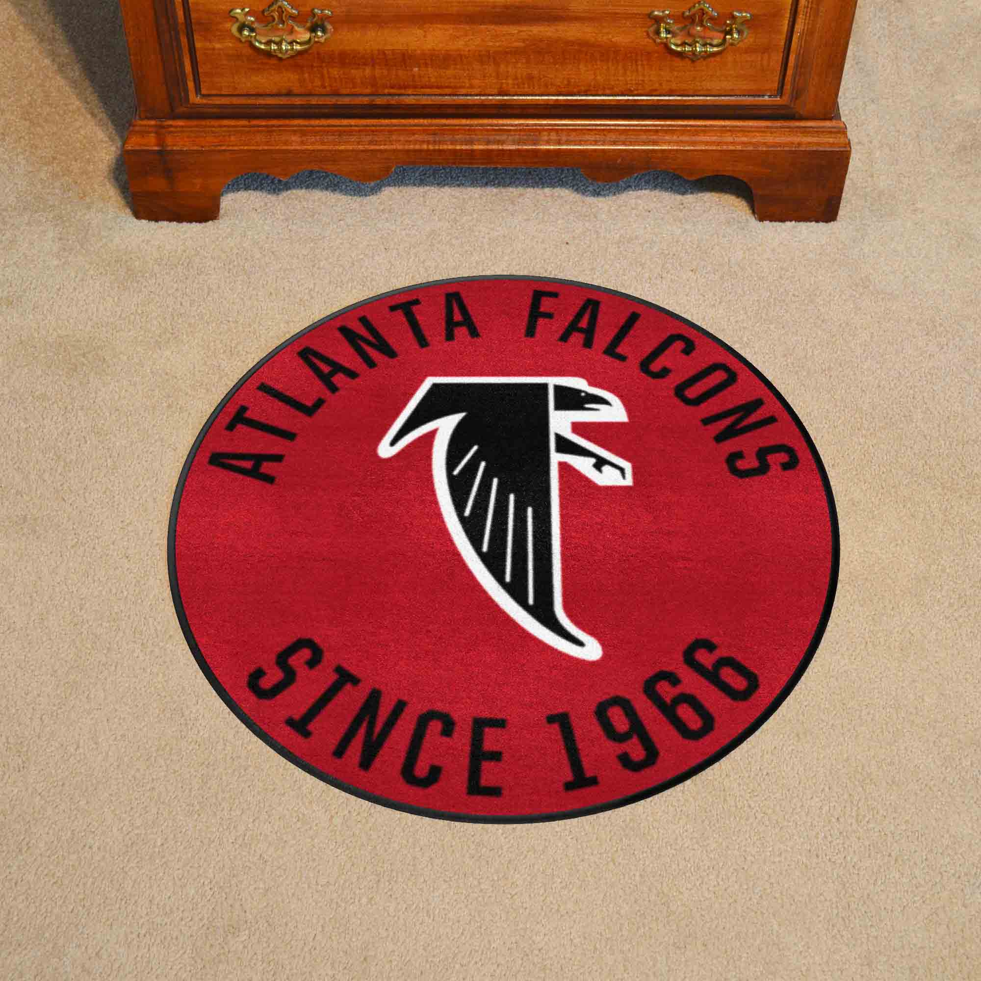 Atlanta Falcons Roundel Rug - 27in. DiameterNFL Retro Logo, Original Falcon Logo - Atlanta Falcons