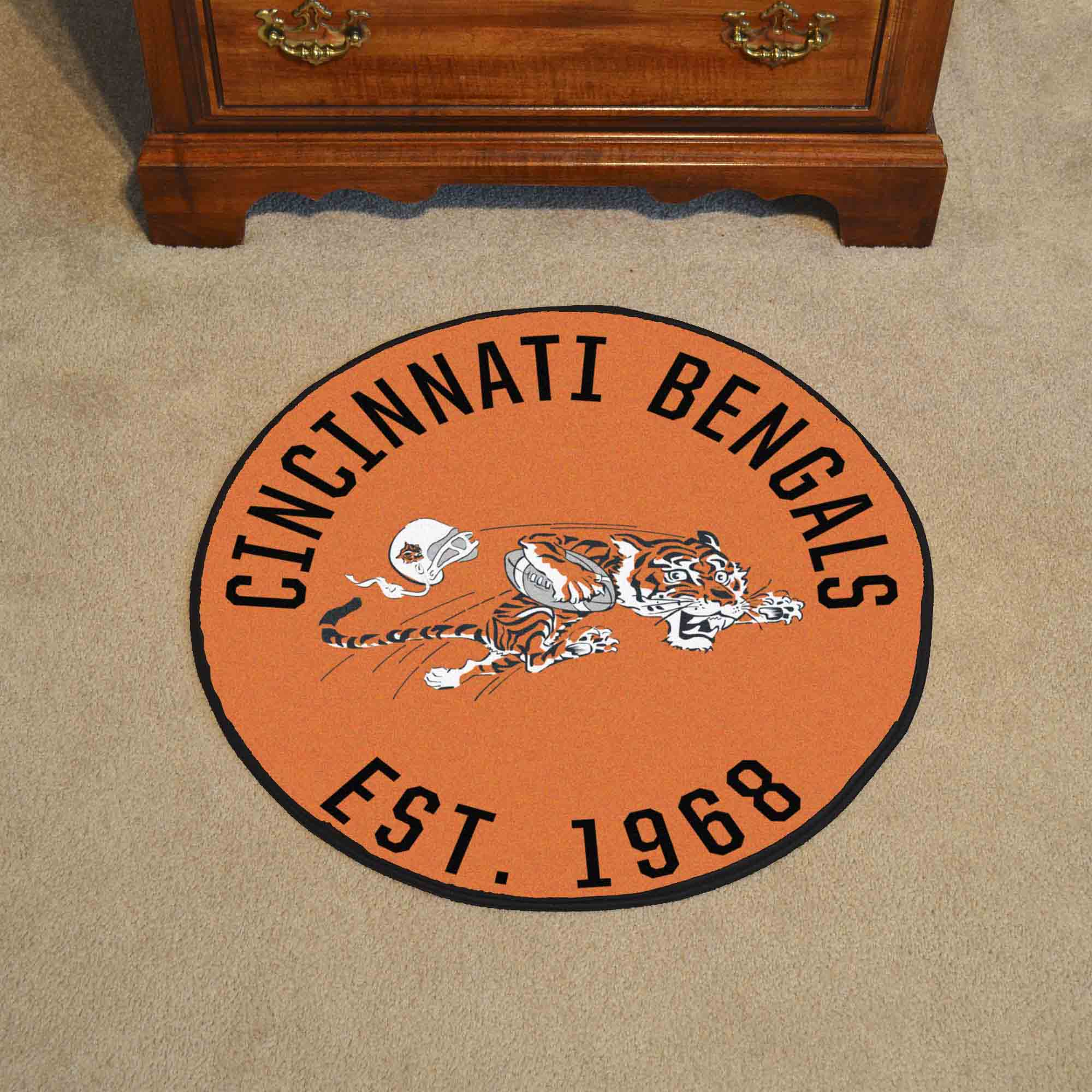 Cincinnati Bengals Roundel Rug - 27in. Diameter, NFL Vintage