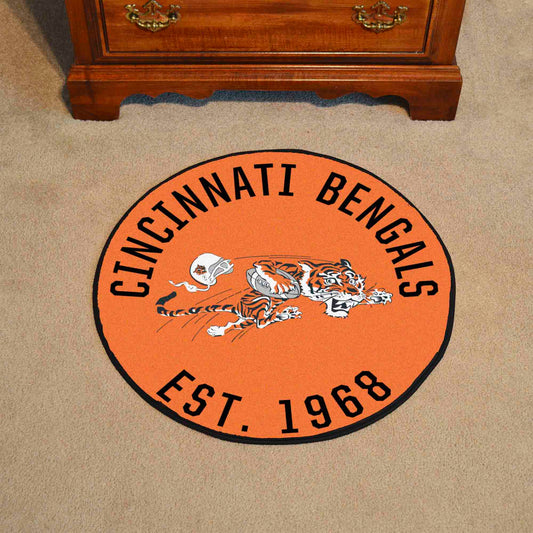 Cincinnati Bengals Roundel Rug - 27in. Diameter, NFL Vintage