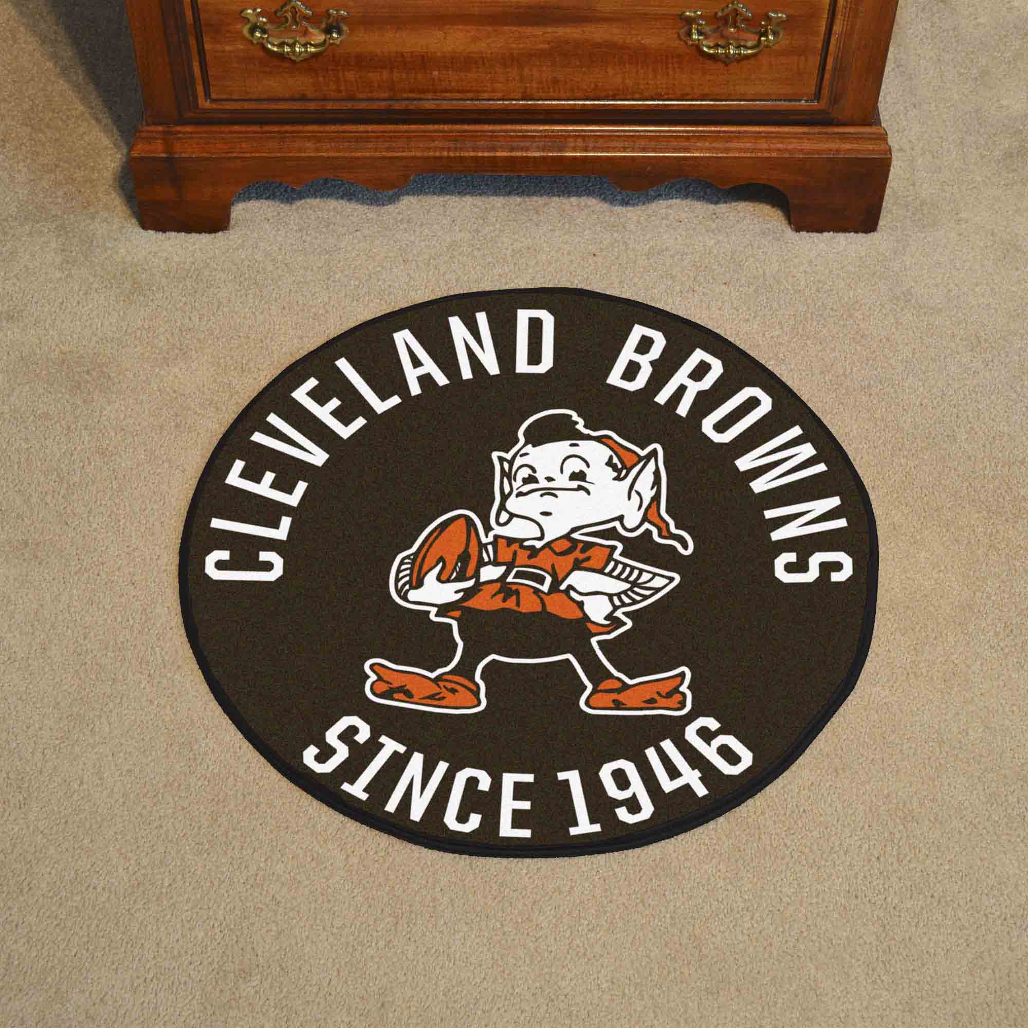 Cleveland Browns Roundel Rug - 27in. Diameter, NFL Vintage