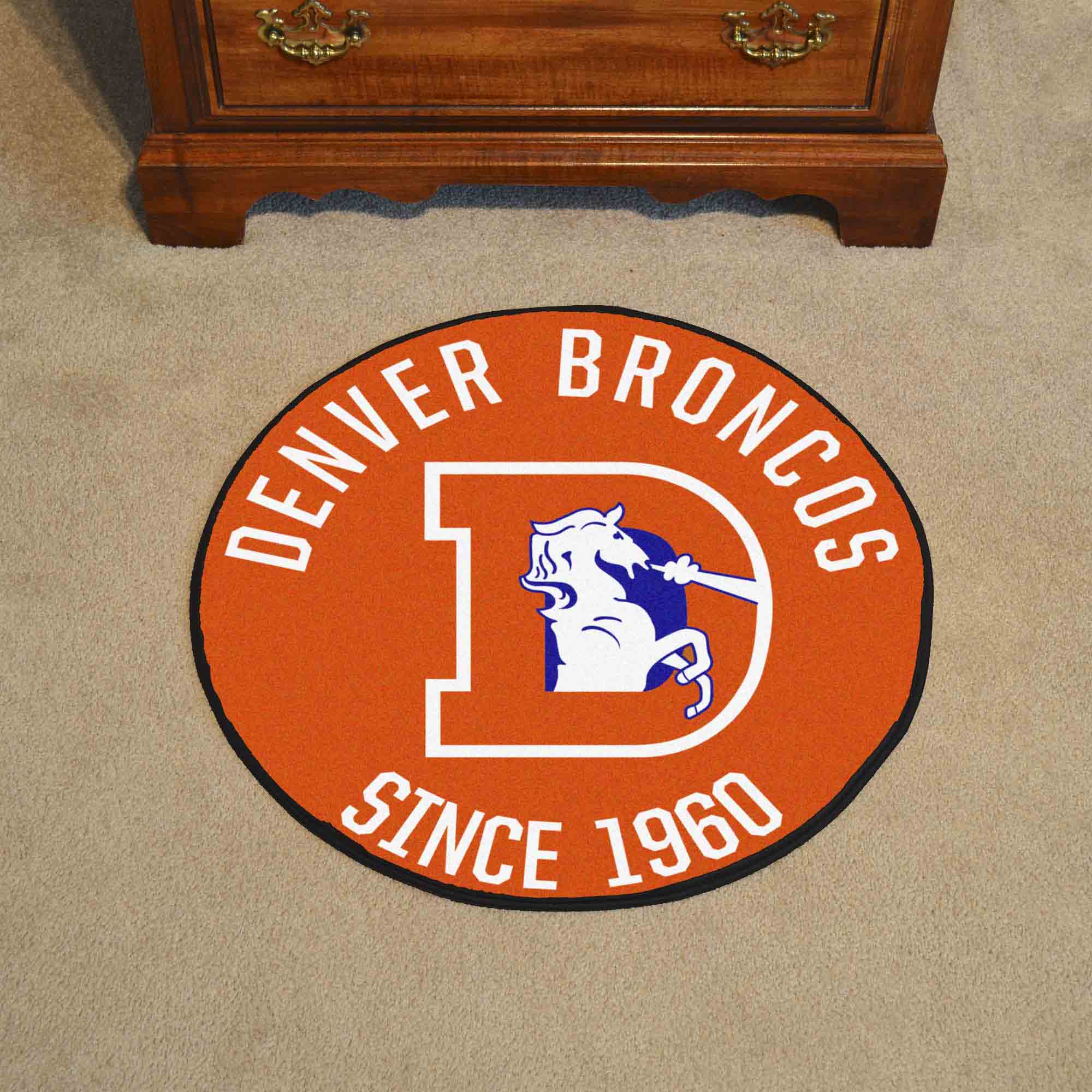 Denver Broncos Roundel Rug - 27in. Diameter, NFL Vintage