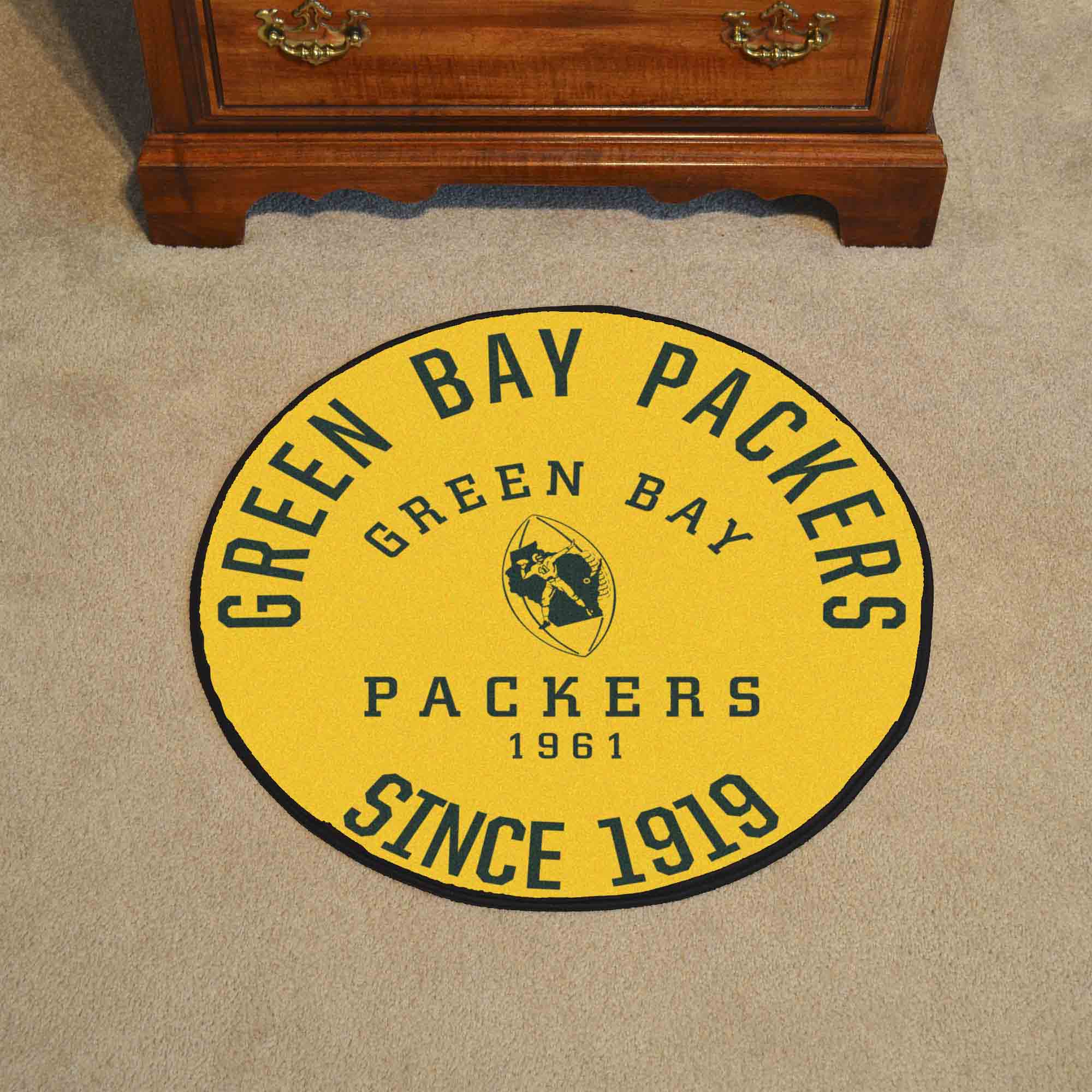 Green Bay Packers Roundel Rug - 27in. Diameter, NFL Vintage