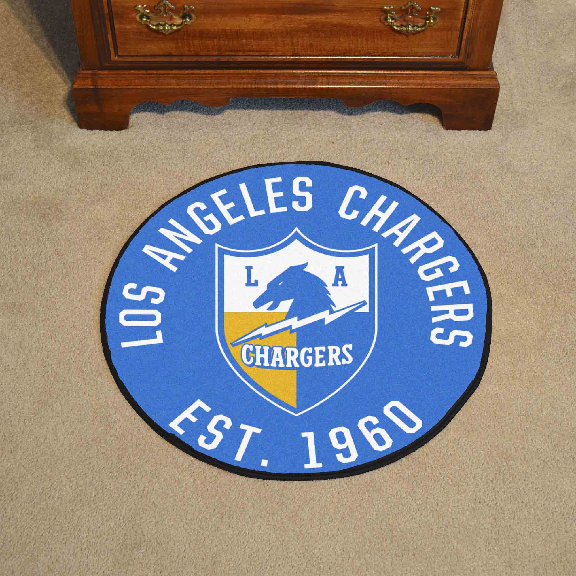 Los Angeles Chargers Roundel Rug - 27in. Diameter, NFL Vintage