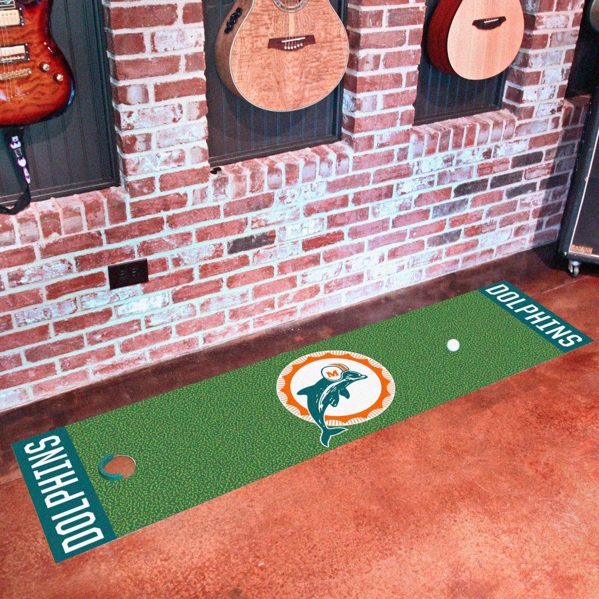 Miami Dolphins Putting Green Mat - 1.5ft. x 6ft., NFL Vintage