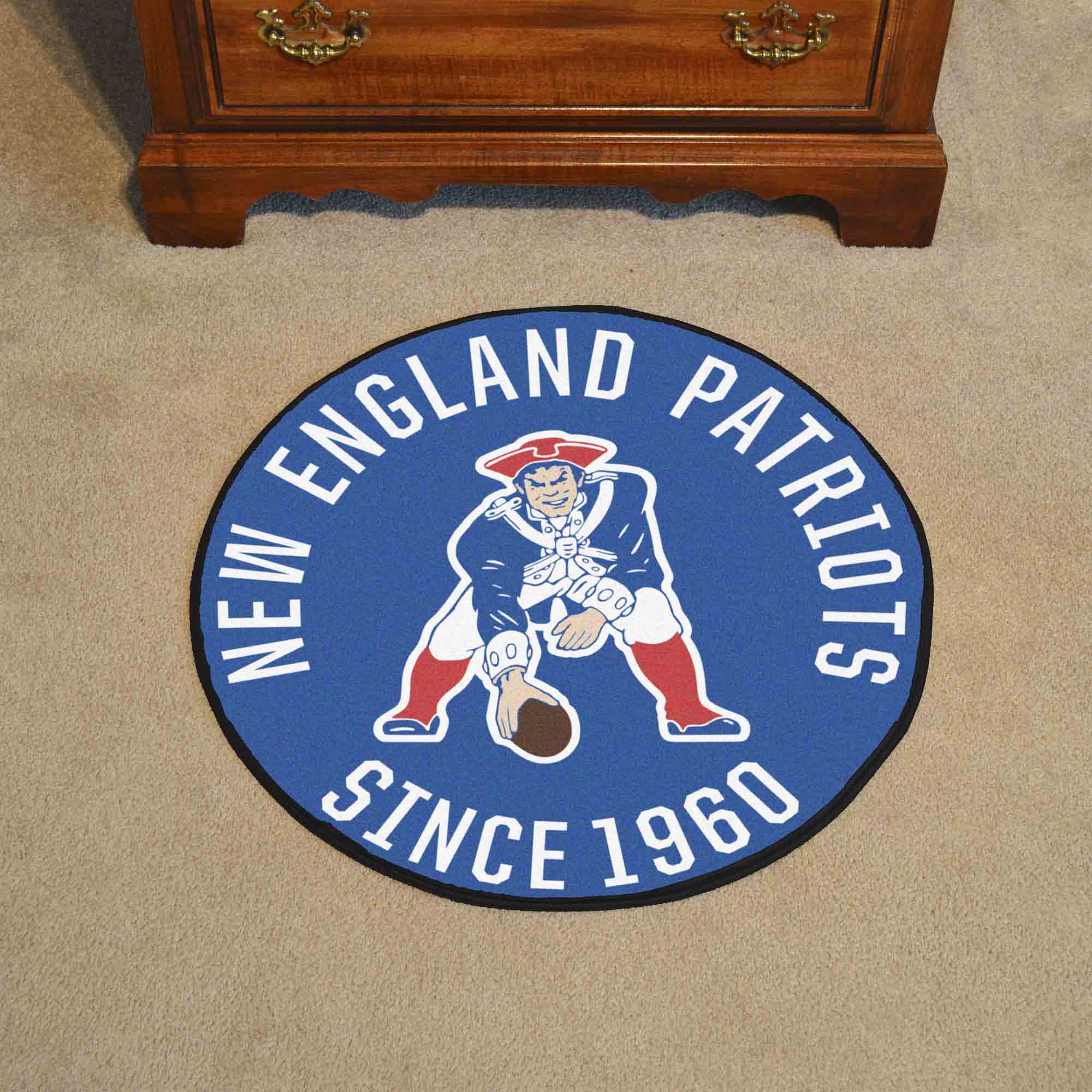 New England Patriots Roundel Rug - 27in. Diameter, NFL Vintage - New England Patriots