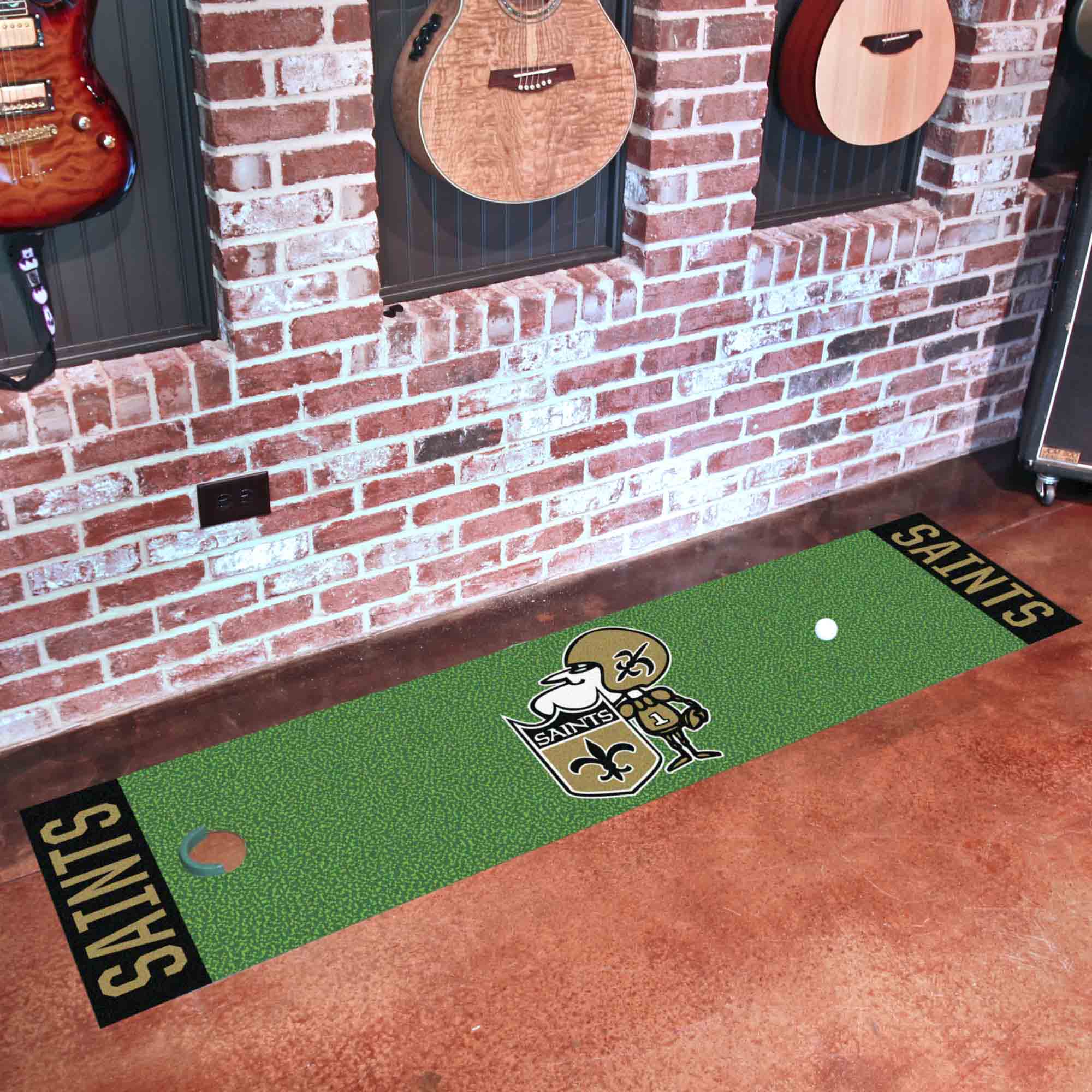 New Orleans Saints Putting Green Mat - 1.5ft. x 6ft., NFL Vintage - New Orleans Saints