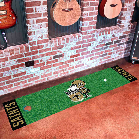 New Orleans Saints Putting Green Mat - 1.5ft. x 6ft., NFL Vintage - New Orleans Saints