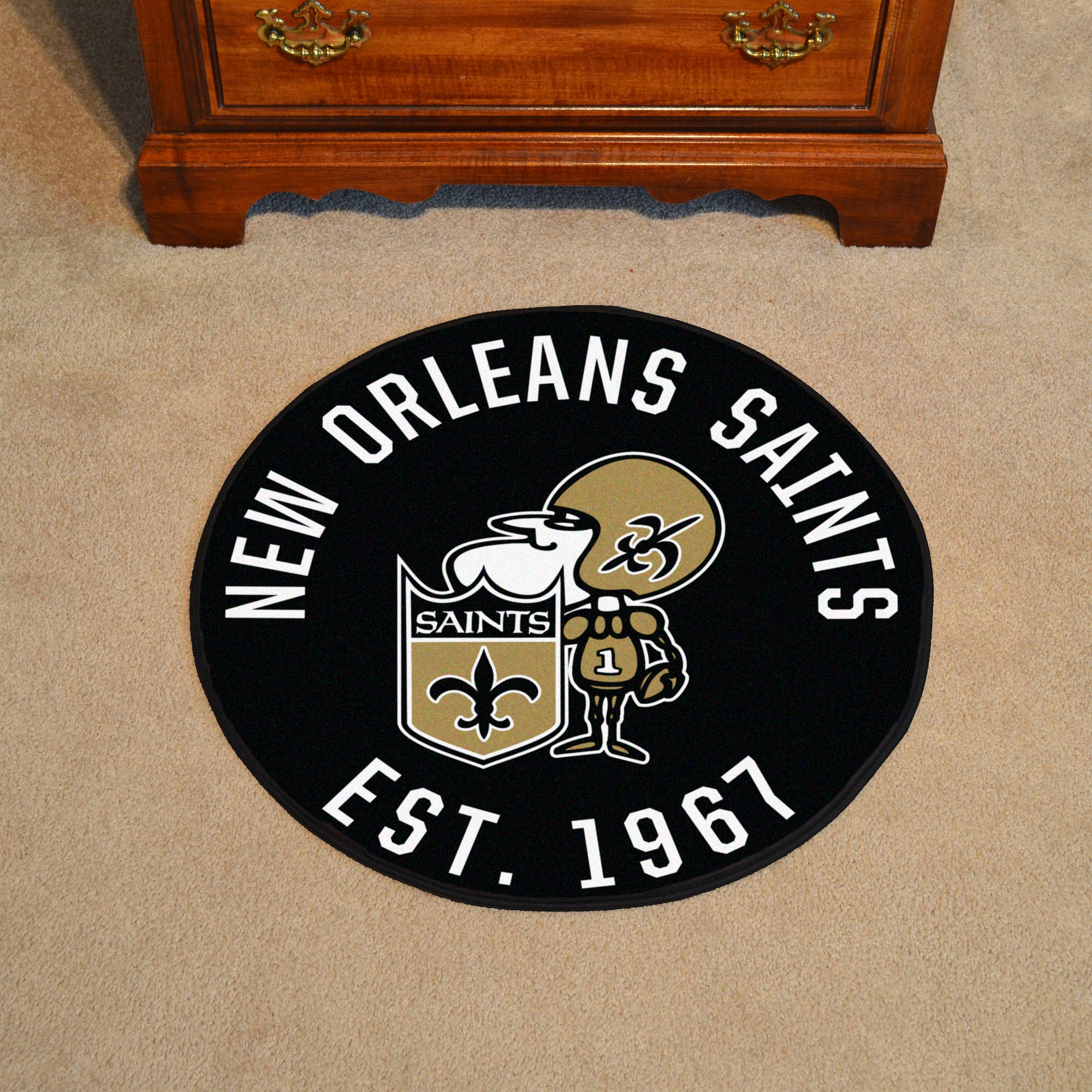 New Orleans Saints Roundel Rug - 27in. Diameter, NFL Vintage