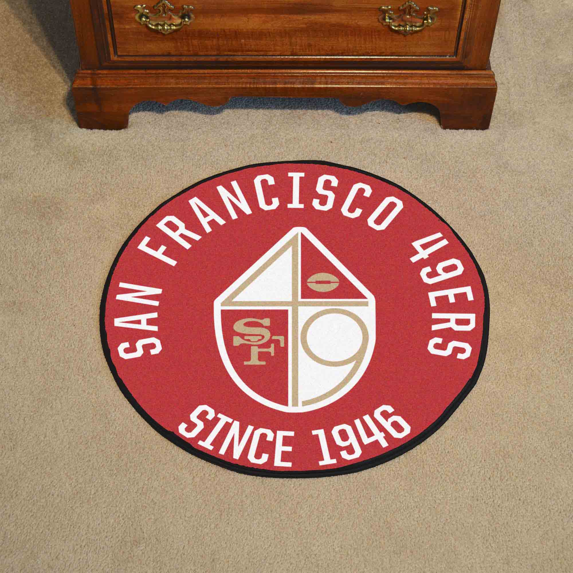 San Francisco 49ers Roundel Rug - 27in. Diameter, NFL Vintage