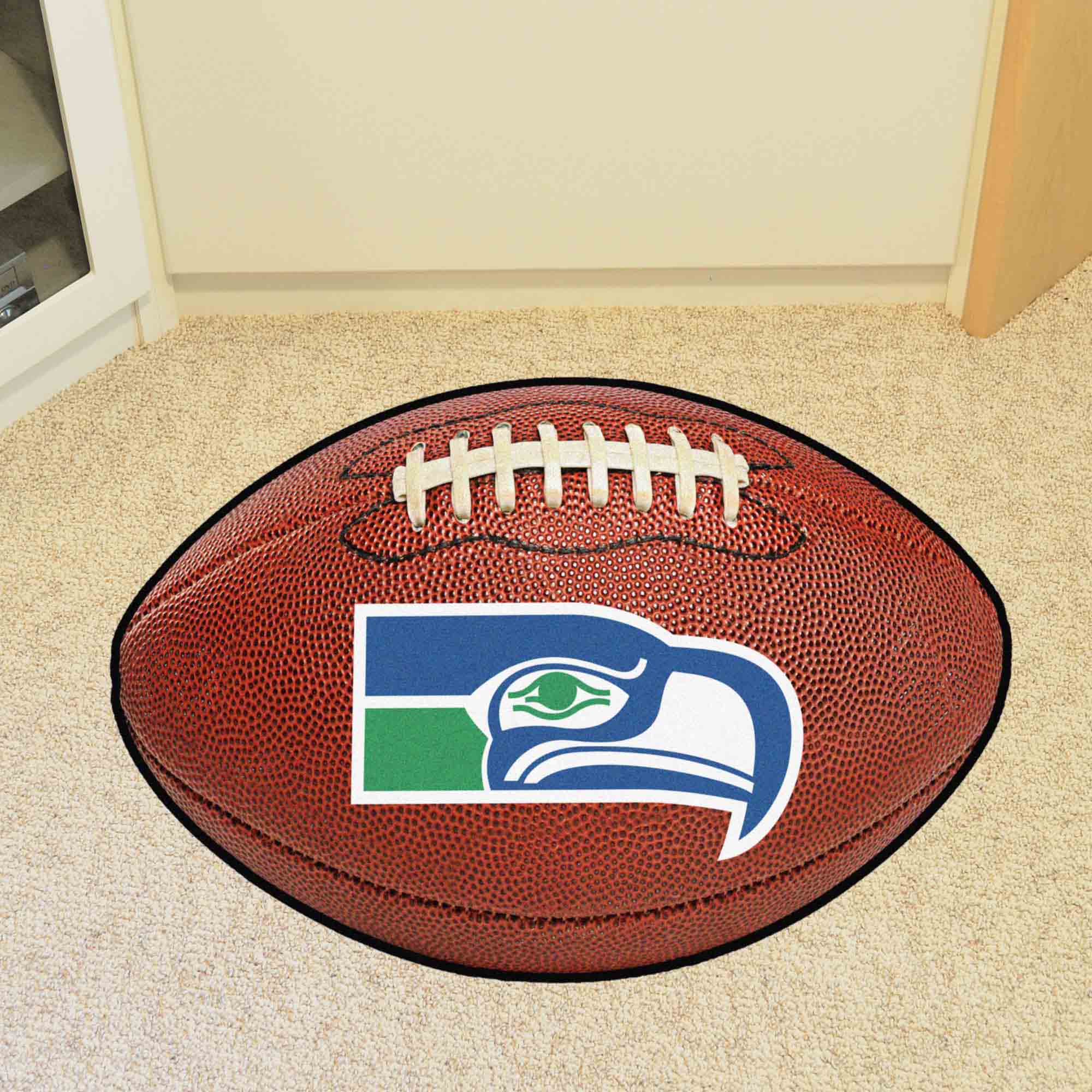 Seattle Seahawks Football Rug - 20.5in. x 32.5in., NFL Vintage